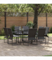 vidaXL Garden Dining Set 9 pcs Black Steel