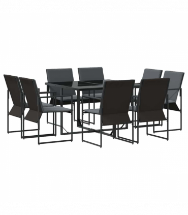 vidaXL Garden Dining Set 9 pcs Black Steel