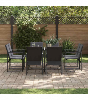vidaXL Garden Dining Set 9 pcs Black Steel