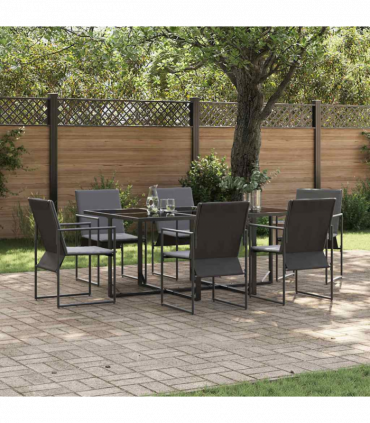 vidaXL Garden Dining Set 7 pcs Black Steel