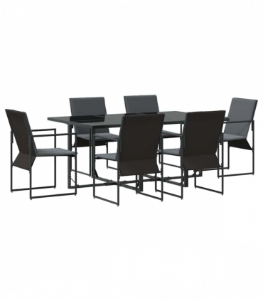 vidaXL Garden Dining Set 7 pcs Black Steel