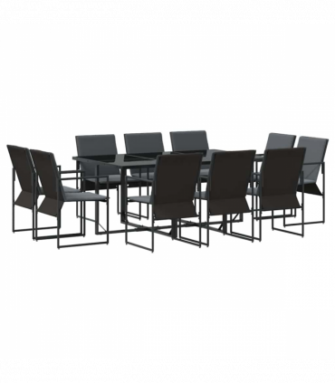 vidaXL Garden Dining Set 11 pcs Black Steel