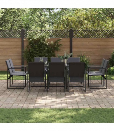 vidaXL Garden Dining Set 11 pcs Black Steel