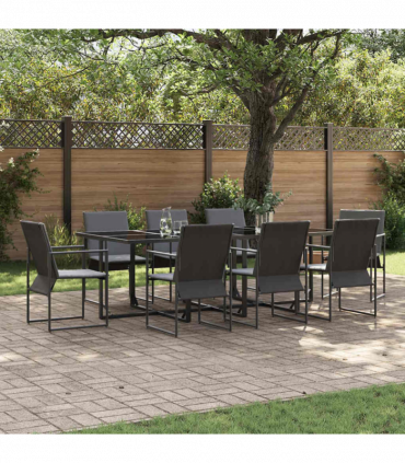 vidaXL Garden Dining Set 9 pcs Black Steel