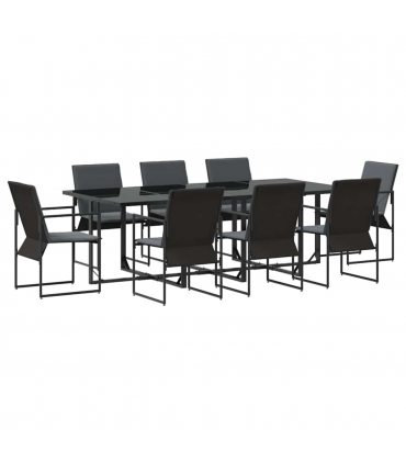 vidaXL Garden Dining Set 9 pcs Black Steel