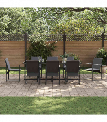 vidaXL Garden Dining Set 9 pcs Black Steel