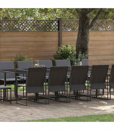 vidaXL Garden Dining Set 15 pcs Black Steel