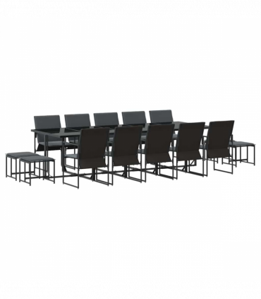 vidaXL Garden Dining Set 15 pcs Black Steel