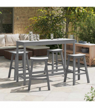 vidaXL Garden Bar Set 4 pcs Light grey HDPE