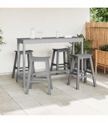 vidaXL Garden Bar Set 4 pcs Light grey HDPE