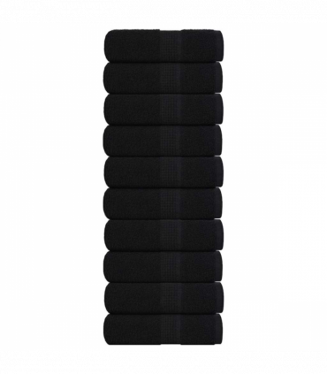 vidaXL Guest Towels 10 pcs Black 30x50 cm 360 gsm 100% Cotton