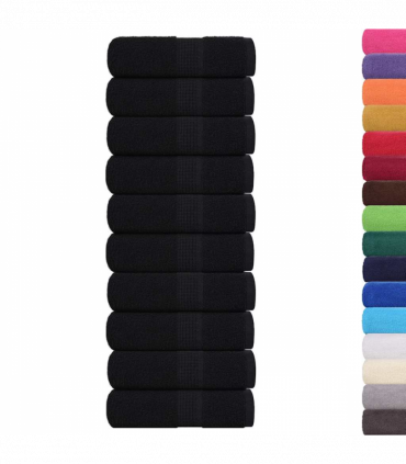 vidaXL Guest Towels 10 pcs Black 30x50 cm 360 gsm 100% Cotton