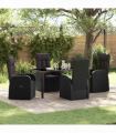 vidaXL Garden Dining Set with Cushion 5 pcs Black Poly rattan