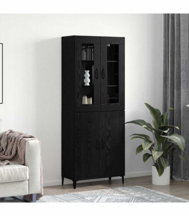 vidaXL Highboard 2 pcs Black oak 69.5 x 34 x 180 cm Engineered wood