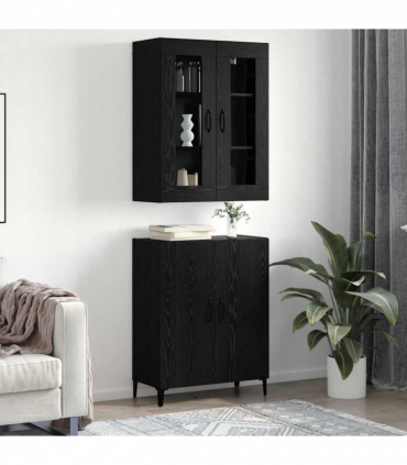 vidaXL Highboard 2 pcs Black oak 69.5 x 34 x 180 cm Engineered wood