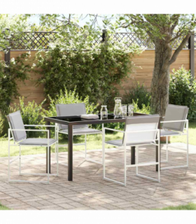 vidaXL Garden Dining Set Folding Manual 5 pcs White 140 x 70 x 73 cm