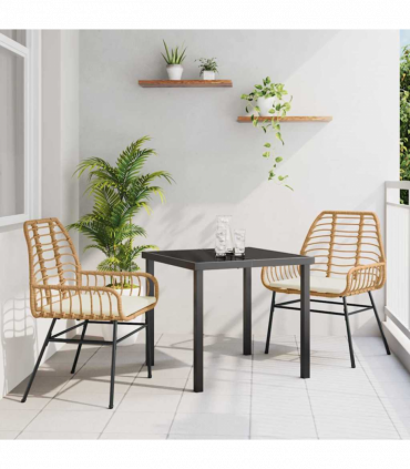 vidaXL Garden Dining Set 3 pcs Brown Poly Rattan