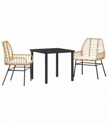 vidaXL Garden Dining Set 3 pcs Brown Poly Rattan