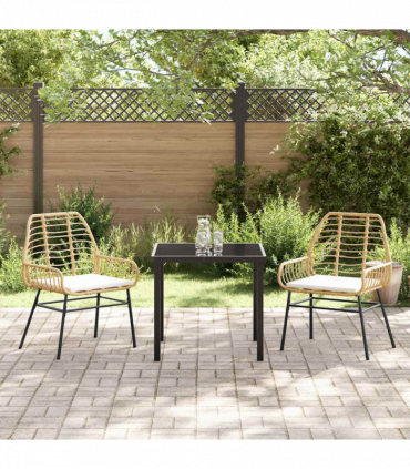 vidaXL Garden Dining Set 3 pcs Brown Poly Rattan