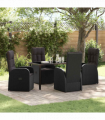 vidaXL Garden Dining Set with Cushion 5 pcs Black Poly rattan
