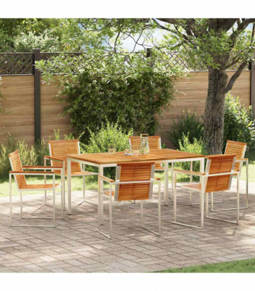 vidaXL Garden Dining Set 7 pcs Solid Wood Teak