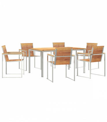 vidaXL Garden Dining Set 7 pcs Solid Wood Teak