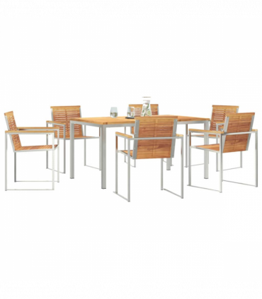 vidaXL Garden Dining Set 7 pcs Solid Wood Teak