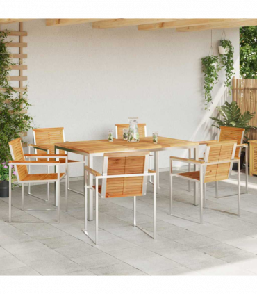 vidaXL Garden Dining Set 7 pcs Solid Wood Teak