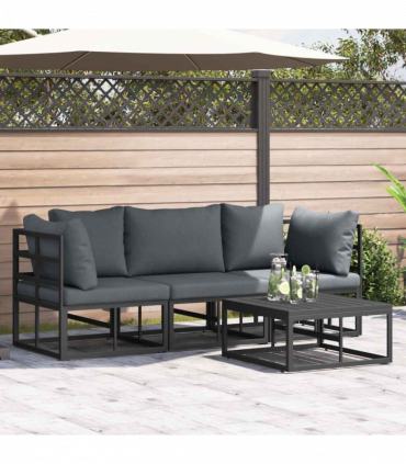 vidaXL Garden Sofa Set with Cushion 4 pcs Black Aluminium