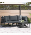 vidaXL Garden Sofa Set with Cushion 4 pcs Black Aluminium