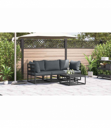 vidaXL Garden Sofa Set with Cushion 4 pcs Black Aluminium
