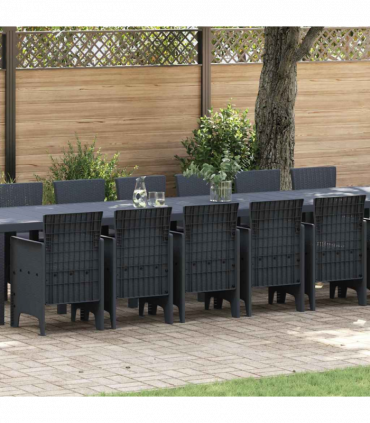 vidaXL Garden Dining Set 17 pcs Anthracite Polt rattan