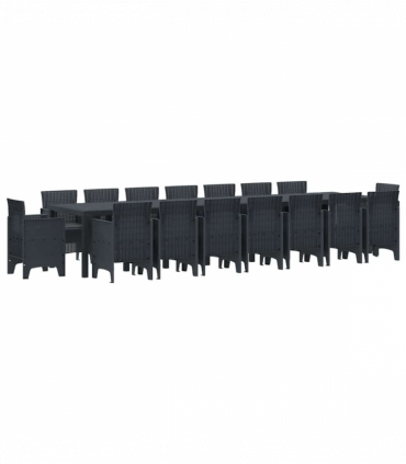 vidaXL Garden Dining Set 17 pcs Anthracite Polt rattan