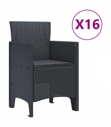 vidaXL Garden Dining Set 17 pcs Anthracite Polt rattan