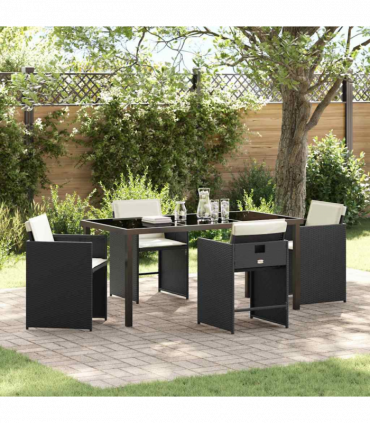 vidaXL Garden Dining Set 5 pcs Black Poly Rattan