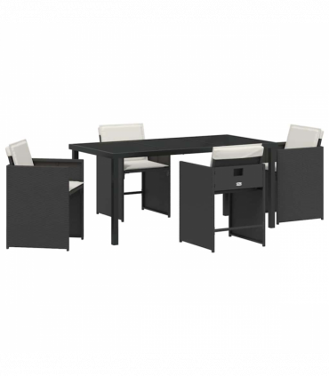 vidaXL Garden Dining Set 5 pcs Black Poly Rattan
