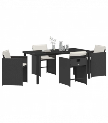 vidaXL Garden Dining Set 5 pcs Black Poly Rattan