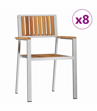 vidaXL Garden Chair 8 pcs Brown 56 x 54.5 x 87cm Solid Acacia wood
