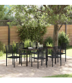 vidaXL Garden Dining Set 7 pcs Black PVC rattan