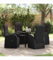 vidaXL Garden Dining Set with Cushion 5 pcs Black Poly rattan