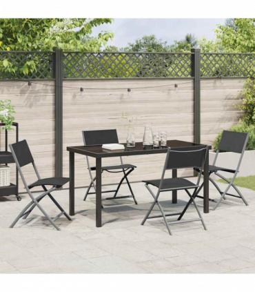vidaXL Garden Dining Set Folding 5 pcs Black Textilene and steel