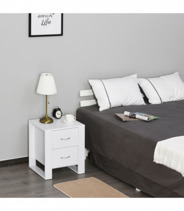 Particle Board 2-Drawer Bedside Table White