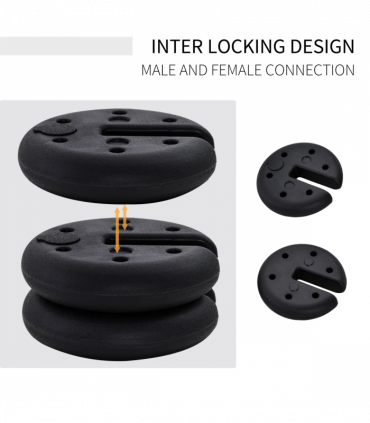 Gazebo Tent Canopy Weight Sand Fillable Strong Plastic Durable Black 25 x 6Hcm