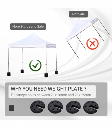 Gazebo Tent Canopy Weight Sand Fillable Strong Plastic Durable Black 25 x 6Hcm