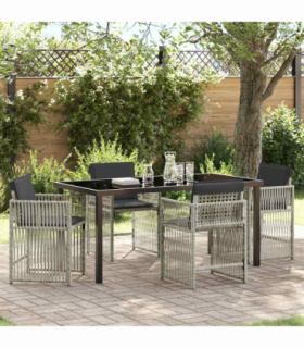 vidaXL Garden Dining Set 5 pcs Light grey Poly rattan