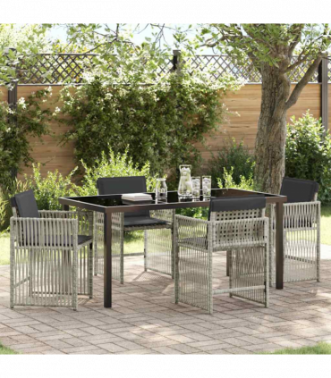 vidaXL Garden Dining Set 5 pcs Light grey Poly rattan