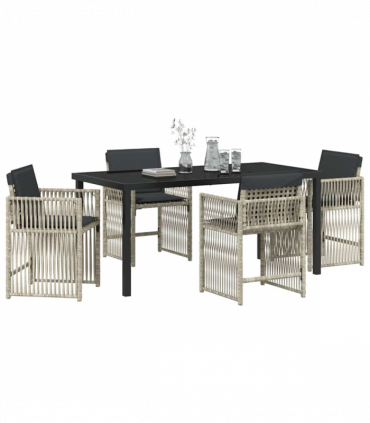 vidaXL Garden Dining Set 5 pcs Light grey Poly rattan