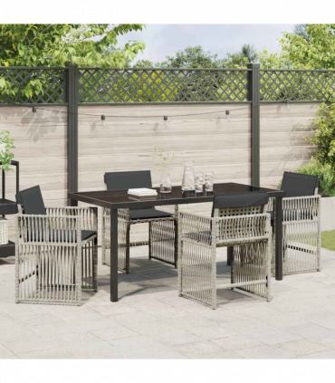 vidaXL Garden Dining Set 5 pcs Light grey Poly rattan