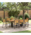 vidaXL Garden Dining Set 9 pcs Black, Brown 190 x 80 x 75 cm