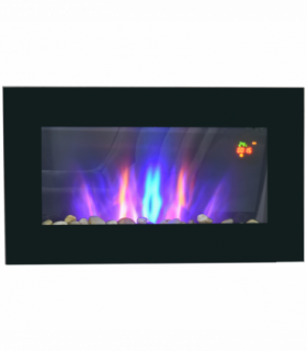 1000W Wall Mounted Tempered Glass Electric Fireplace Heater Black